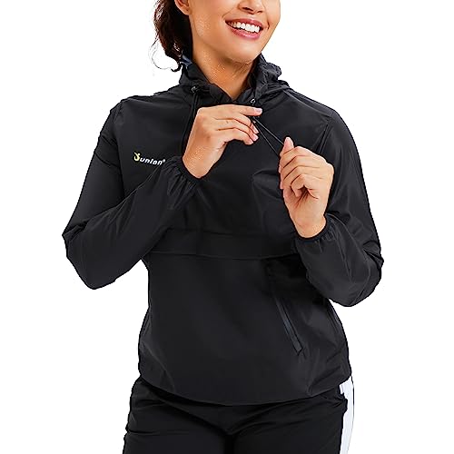 Sauna Suit for Women - Black Sweat Jacket Gym Workout Vest - Large