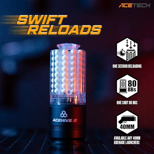 40mm Airsoft Grenade - ACEHIVE Gen2 GBB with Rapid Reload, 80 Round Capacity