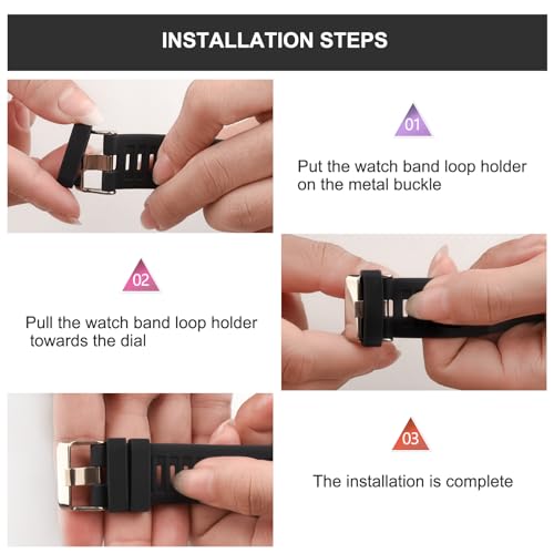Silicone Watch Band Keeper Loop for Smartwatches - 8-Pack Black