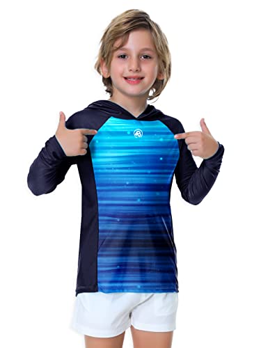 Kids Long Sleeve Hoodie Rash Guard - UPF 50+ Swim Top 11-12 Years Gradient Navy