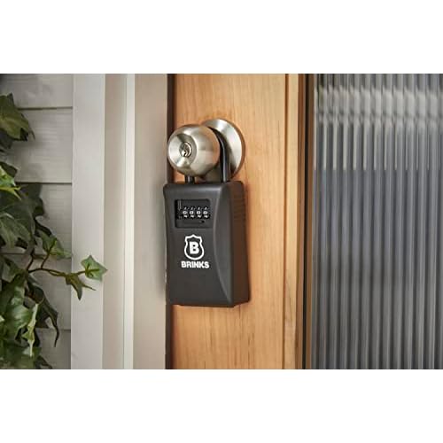 BRINKS - 79mm Outdoor Lock Box - 4-Dial Resettable Combination - Increased Security with Hardened Steel Shackle, Black