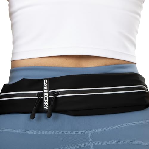 Carriberry Slim Dual-Pocket Waterproof Running Belt - Black