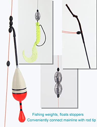 Rubber Bobber Stoppers for Fishing Line - 600pcs Weight Stoppers