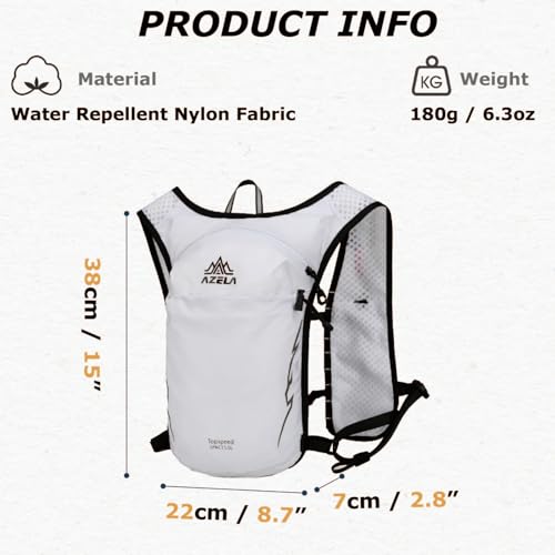 Lightweight Hydration Pack Backpack Vest - 1.5L & 2L Bladder - White