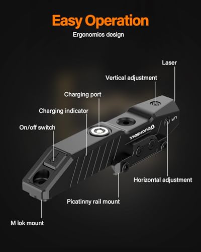 TOUGHSOUL Red Laser Sight for Rifles, Compatible with M-Lok & Picatinny Rails