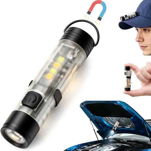 Mini Rechargeable EDC Keychain Flashlight with Magnetic Tail - Black