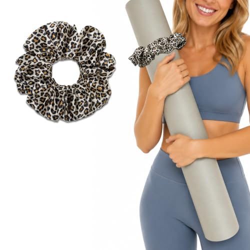 Durable Yoga Mat Scrunchie Carrier - 1 Pack Brown Leopard