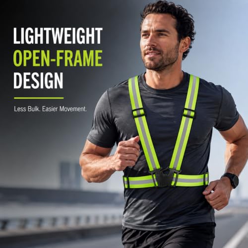 High Visibility Reflective Harness Vest - Green, Adjustable Fit