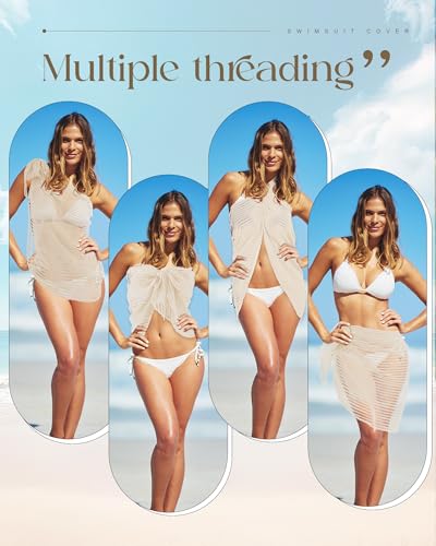 Crochet Bikini Cover-Up Skirt - Hollow Out Mermaid Skirt - Beige