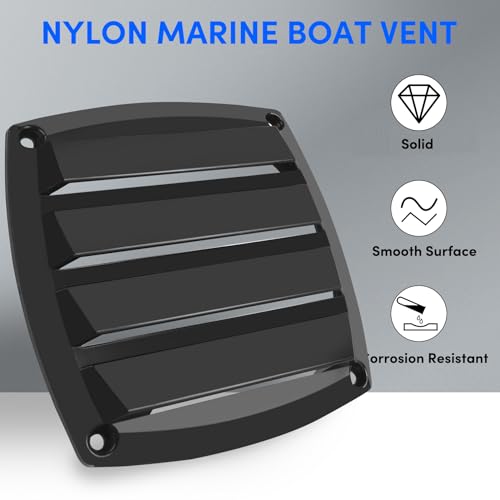Marine Boat Vents - 3 Inch Nylon Louvered Vents, 2 Pack - Black