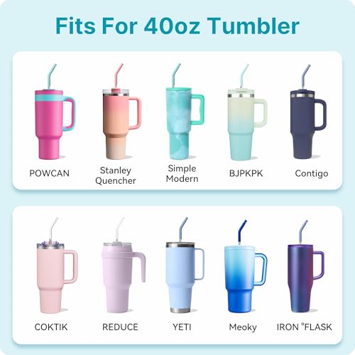 Straight Metal Straws for 40 Oz Stanley Tumblers - 4 Colors