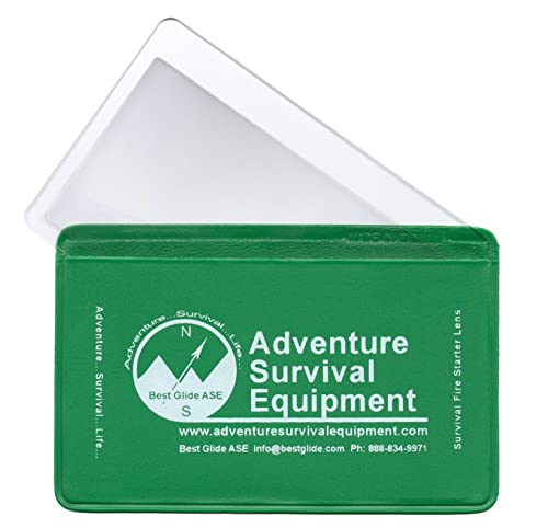Credit Card Fresnel Lens Fire Starter and 4X Magnifier - 3 Pack - Green