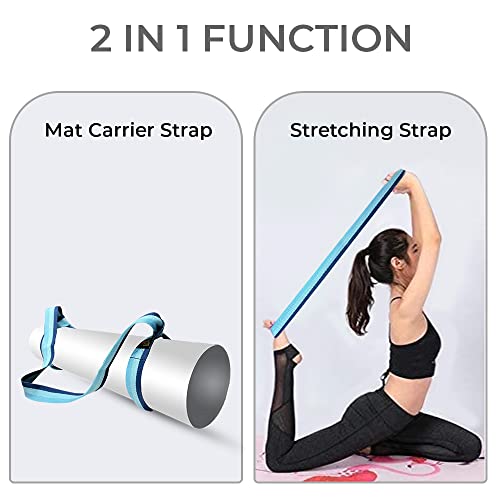 Yoga Mat Carrier Strap - Adjustable Cotton Holder Sling - Blue