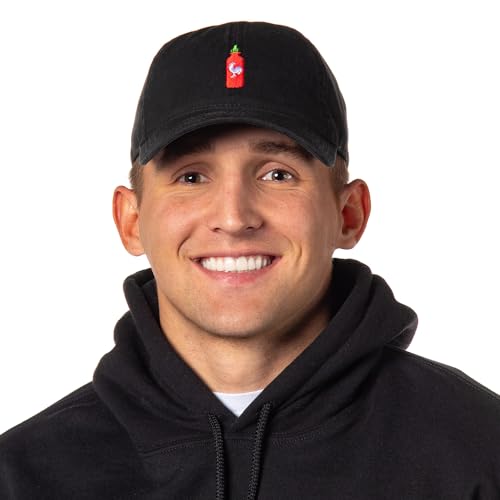 Seven Times Six Sriracha Bottle Hat for Men Adjustable Embroidered Cap Black
