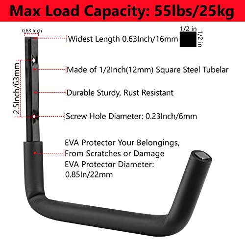 Garage Storage Heavy Duty Utility Hooks, 12 Inch Wall Mount Storage Hanger Organizer for Hanging Tool, Chairs, Hoses, Ladder, Bulk Items, Ropes, Bike