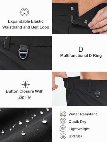NORTHYARD Men's 9" Cargo Hiking Shorts - Lightweight, Quick-Dry, Black, Medium