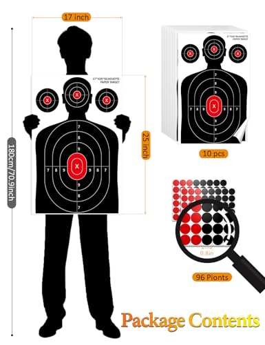 Silhouette Shooting Targets 17x25 Inch - Paper Range Practice - 10 Pack