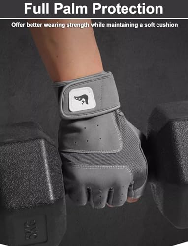 Weight Lifting Gloves for Men & Women - Anti-Slip Fingerless - Black, Large