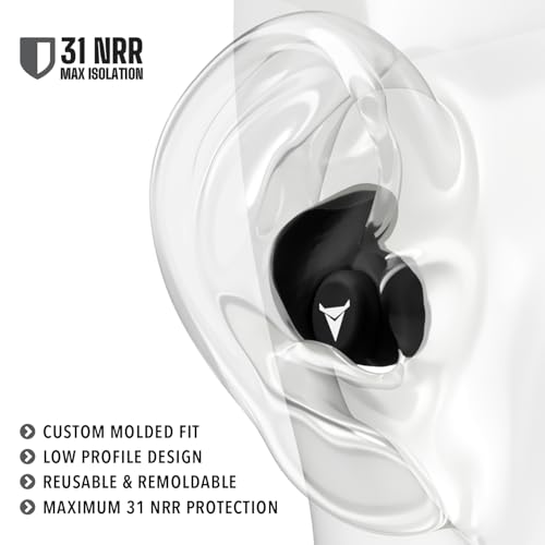 Custom Molded Earplugs with Carry Case & Lanyard - Black