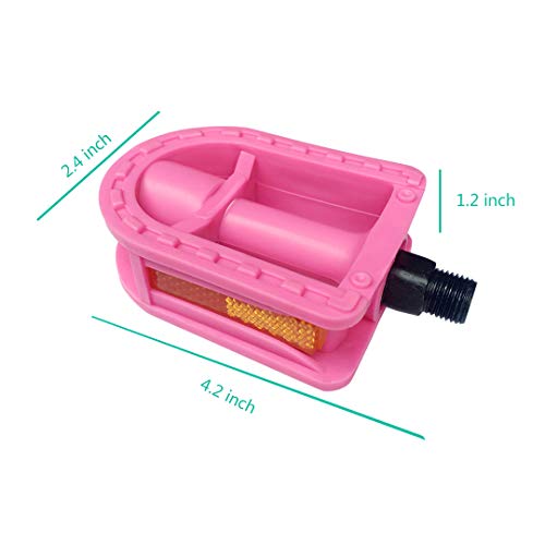 Kids Bike Pedals 1/2-Inch Resin with Reflectors - Pink