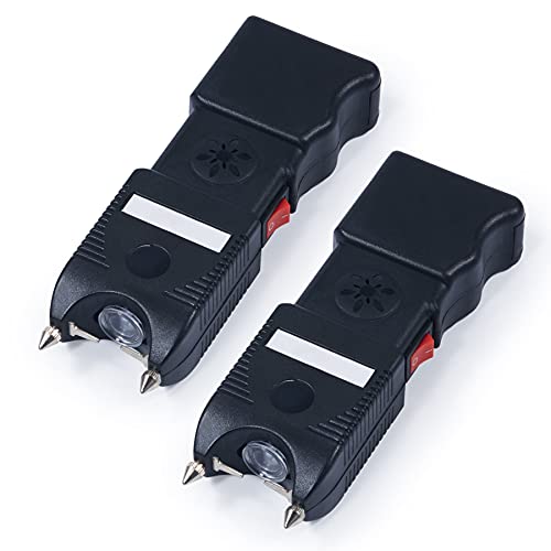 DARTMOOR Stun Gun Self Defense with 100lm Tactical Flashlight 120db Alarm Custom Holster & Ultra Powerful Rechargeable Phone Size for Men Women & Lanyard, Black