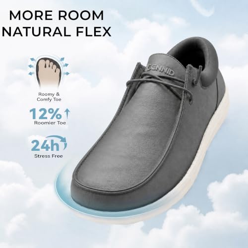 CENNID Men's Wide Spikeless Golf Shoes Slip On Loafers 9.5 Wide – Grey