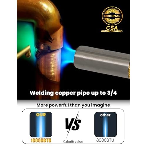 Propane Torch Head, GJ-8000pro High Intensity Torch Head, Trigger Start Gas Torch Kit for Propane, Pencil Flame Welding Torch Fuel by Mapp/Map/Propane, Soldering, Cooking£¨CSA Certified)