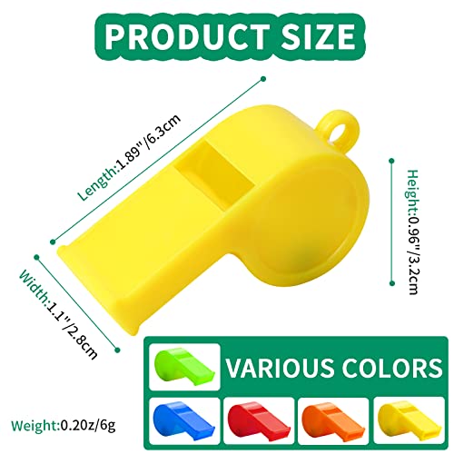 48Pcs Plastic Whistles with Lanyards - Loud Sports Whistle Set