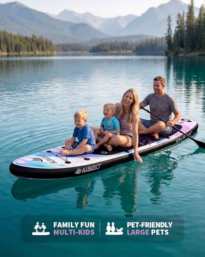 Inflatable Paddle Board - 10.6ft Wide SUP for All Skill Levels - Purple Coral