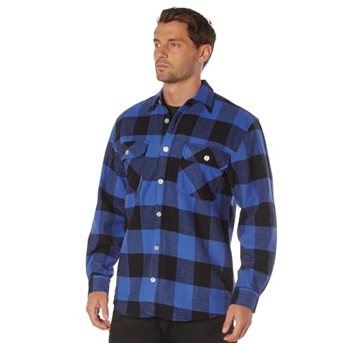 Rothco XX-Large Blue Buffalo Plaid Flannel Shirt, 8 oz Cotton Heavyweight