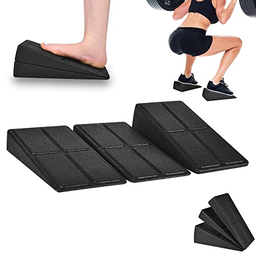 Calf Stretch Slant Board Set - 3 Pieces with Carry Bag, Black