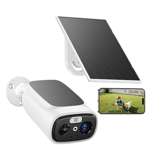 Solar Security Cameras Wireless Outdoor£¬2K Wireless Camera for Home Security, PIR/AI Motion Detection, IP66 Waterproof,Night Vision, 2-Way Audio, Cloud/SD Storage,2.4GHz/5G Dual-Band WiFi