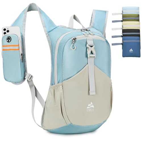 UtiaMiaoGonGo 15L Blue Small Hiking Backpack for Women & Men, Lightweight Foldable Daypack