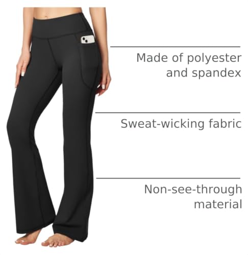 Heathyoga Flare Yoga Pants Women with Pockets - Bootcut Style, 3X-Large Black