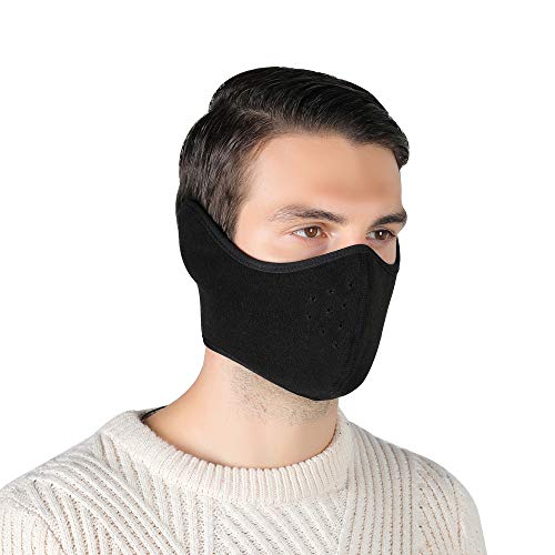 Unisex Winter Ski Mask with Earmuffs - Black - Preemie to 18 Years
