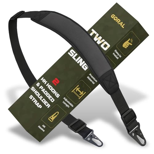 2-Point Rifle Sling with Metal Hooks - Adjustable Padded Strap