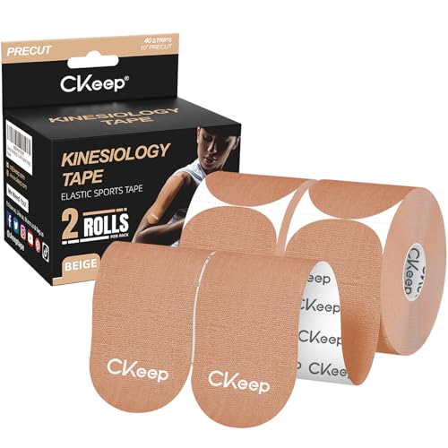 Elastic Kinesiology Tape - 2 Rolls, 2 Inch Wide, Beige, Hypoallergenic
