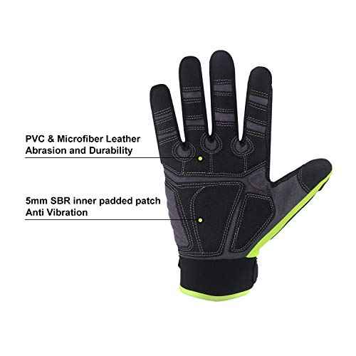 HLDD HANDLANDY Anti Vibration Work Gloves ? Heavy Duty Safety Gloves for Mechanic, Power Tools, Construction, and Landscaping