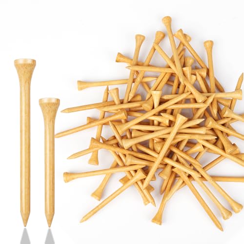 BIRDIEBLAST Natural Bamboo Golf Tees 3-1/4 Inch, 200 Pack, Reduces Friction & Side Spin