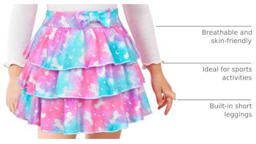 Kids Skirts for Girls 4-5T Unicorn Blue & Purple Ruffle Scooter Skirts
