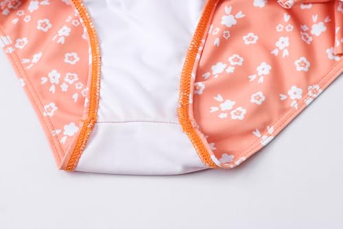 Girls Floral One-Piece Swimsuit & Cover-Up Skirt Set - Orange, 12-13 Years