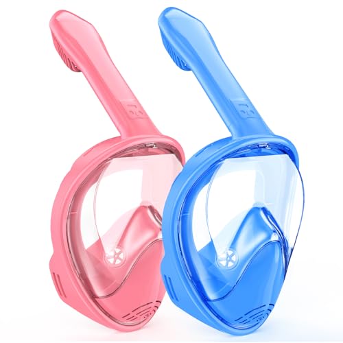 Kids Full Face Snorkel Mask with Camera Mount - Blue & Pink
