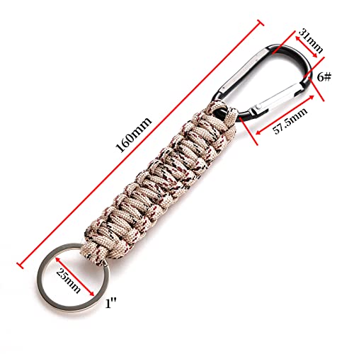 5-Pack Paracord Keychain Clips with Carabiner Lanyards for Outdoor Use