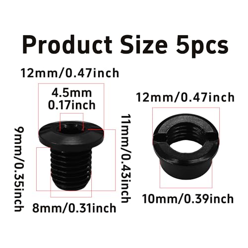 M8 Chainring Bolts - 7075 Aluminum Alloy, Black, 5PCS