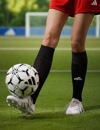 Over-the-Calf Soccer Socks - Cushioned Support, 2-Pack, Black/White, Large