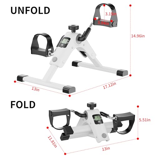 Under Desk Bike Pedal Exerciser with LCD Display - White
