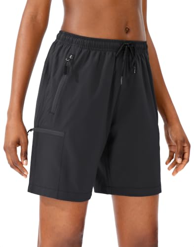 Women's Quick Dry Cargo Shorts - Lightweight Hiking Shorts with Zipper Pockets
