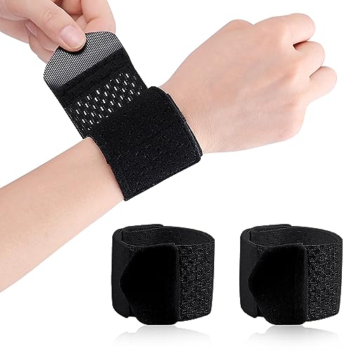 Wrist Brace for Carpal Tunnel - 2 Pcs Adjustable Compression Support - Black Regular