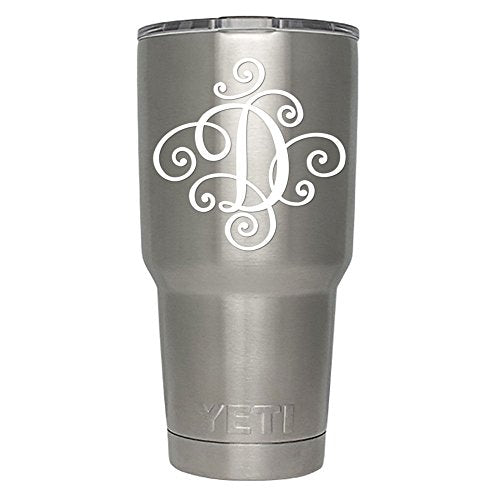 Die Cut Monogram Decal Sticker - Letter D, White