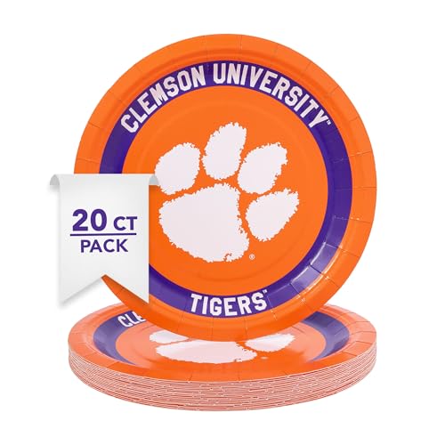 Clemson University Tigers 20-Count 9-Inch Paper Plates - Officially Licensed